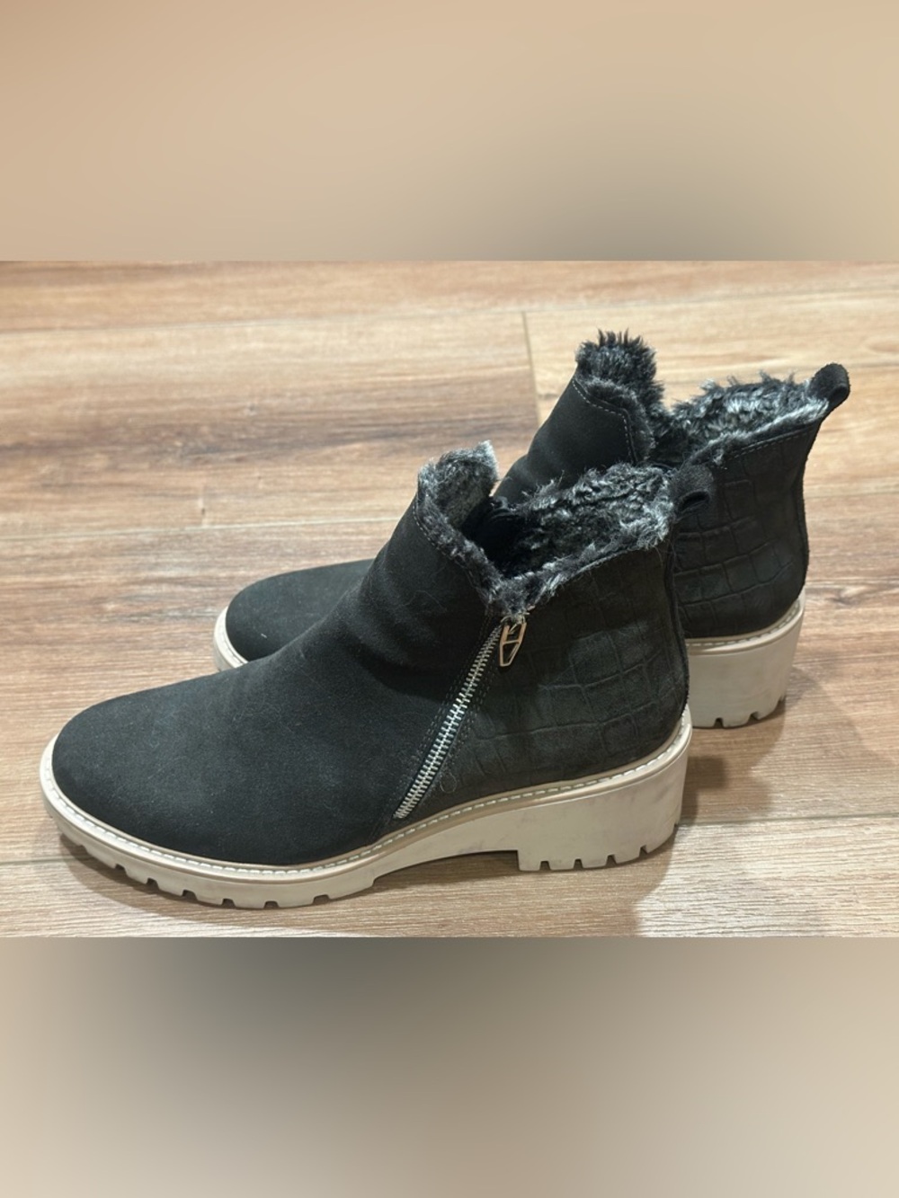 Dolce Vita Faux Fur & Lug Sole Ankle Booties